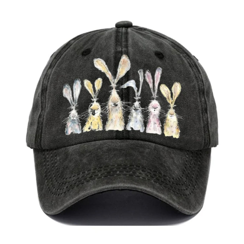 Casual Cute Bunny Print Hat artswardrobe