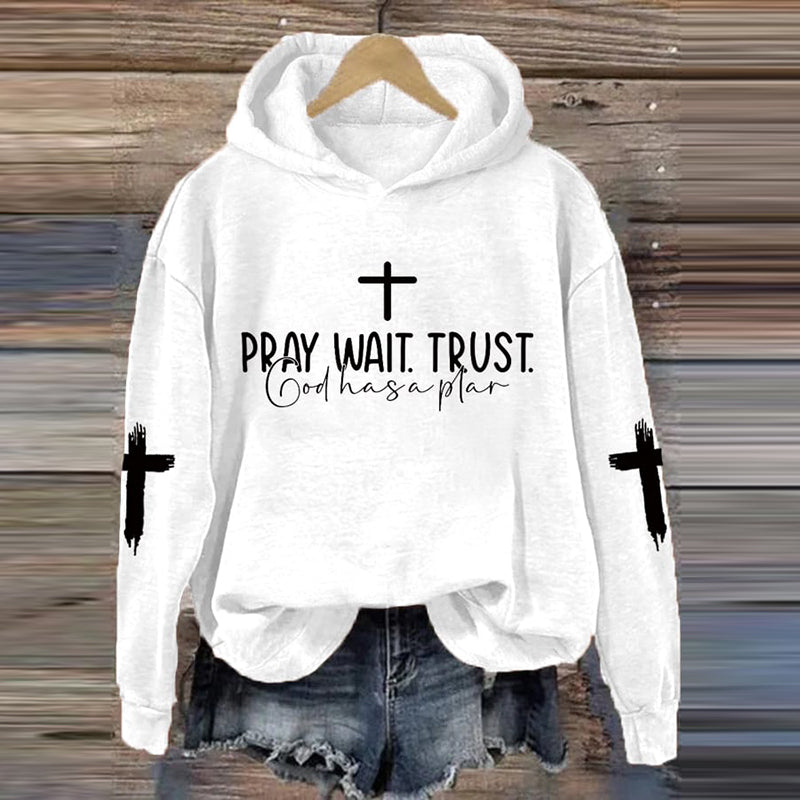 Comstylish Women's Pray Wait Trust God Has A Plan Hoodie