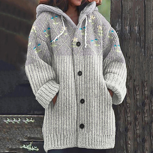 Vintage Iceland Stripe Design Floral Jacquard Sweater elevenforest