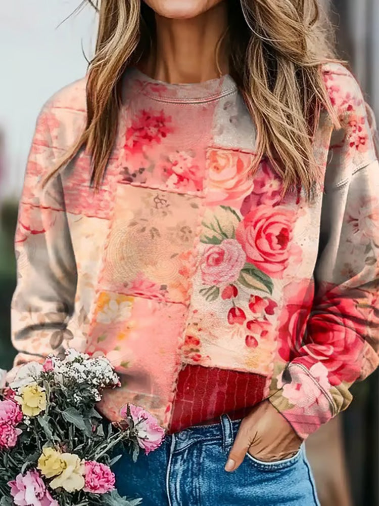 Comstylish Women's Valentine‘s Day Heart Print Sweatshirt