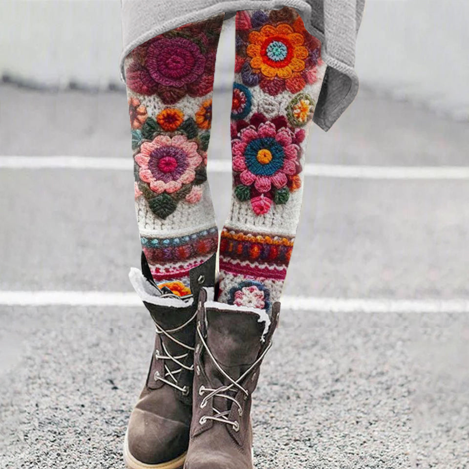 Vintage Floral Cozy Knit Leggings elevenforest