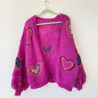 Women's Valentine Heart Button Down Cozy Sweater artswardrobe
