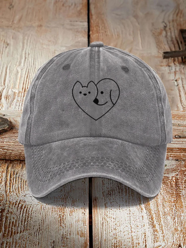 Comstylish Unisex Casual Pet Dog And Cat Print Washed Hat