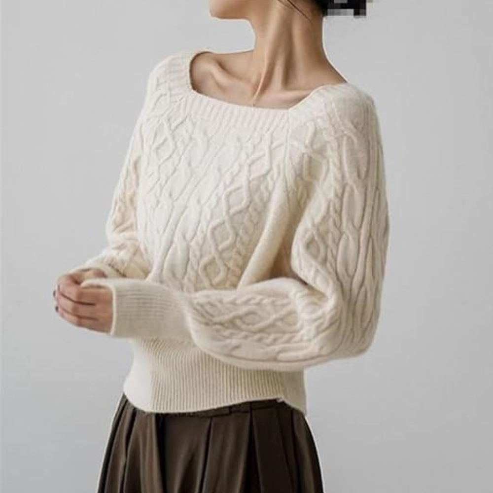 Ava® | Trendy knitted sweater with puff sleeves