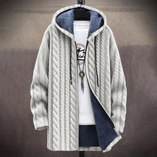Men's Vintage Jacquard Knitted Comfort Hooded Cardigan artswardrobe