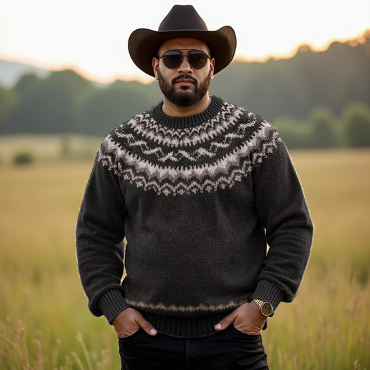 Men's Plus Size Fairman Island Knit Jacquard Art Sweater elevenforest