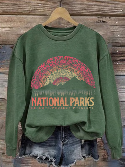 Comstylish Women's Hotspots 63 National Parks Explore, Protect, And Preserve Printed Casual Sweatshirts