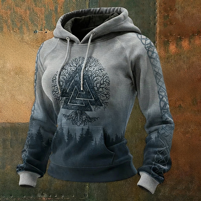 Comstylish Retro Viking-style Tree Of Life Pattern Comfortable Knit Sweater