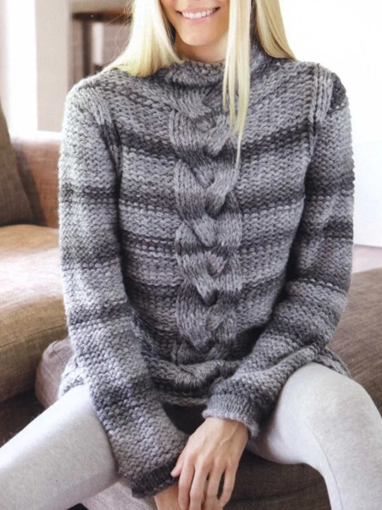 Gradient Women's Twist Knit Crew Neck Sweater elevenforest