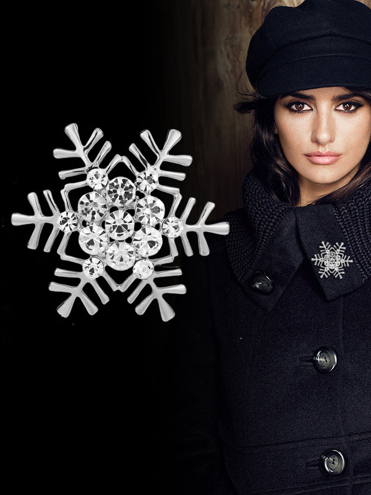 Comstylish Snowflake Rhinestone Brooch