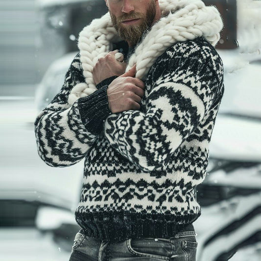 Fairman Island Jacquard Warmth Retro Pattern Cozy Crew Neck Sweater elevenforest