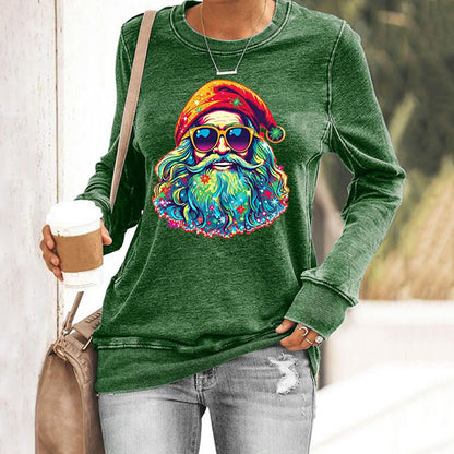 Comstylish Santa Claus Print Crew Neck Sweatshirt