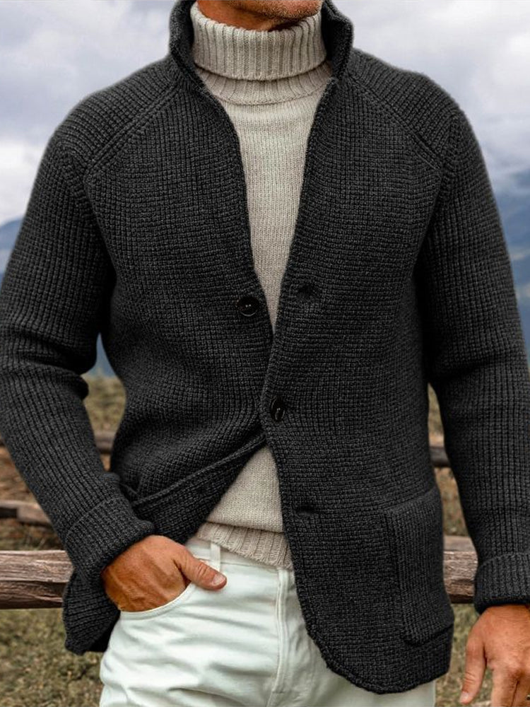 Men's Vintage Solid Color Cozy Sweater Cardigan elevenforest