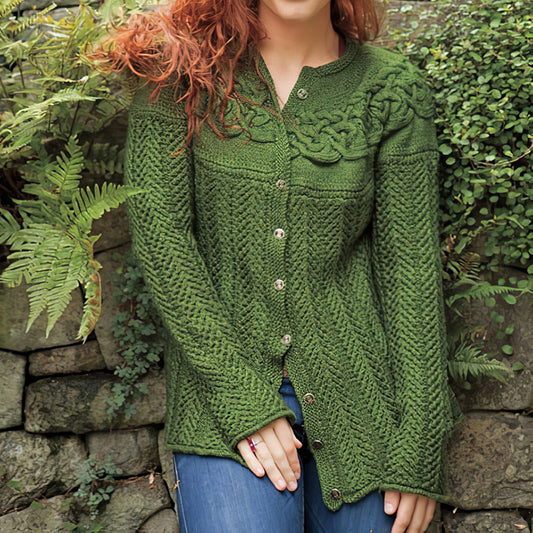 Women's Irish Circlet Pattern Cozy Knit Cardigan elevenforest