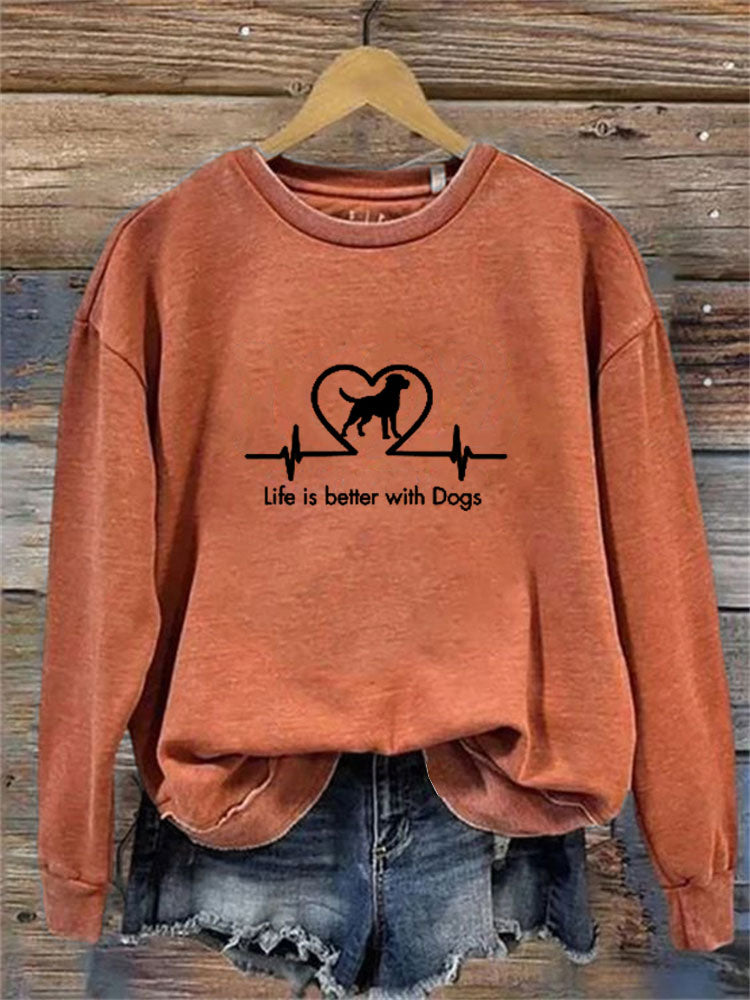 Comstylish Life Is Better With Dogs Print Sweatshirt