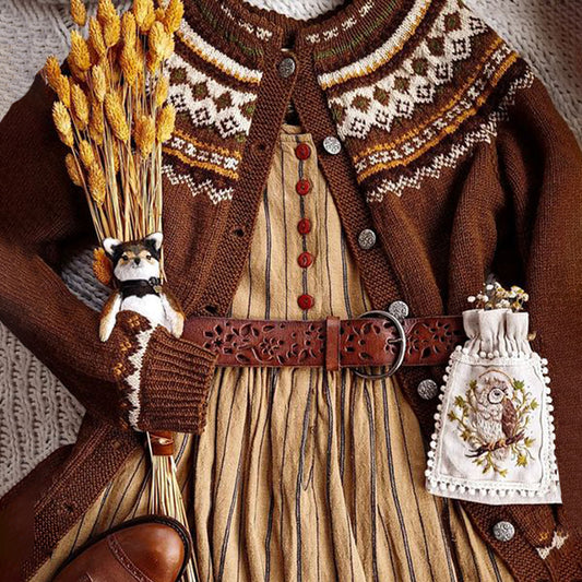 Vintage Button Icelandic Cozy Warm Sweater elevenforest