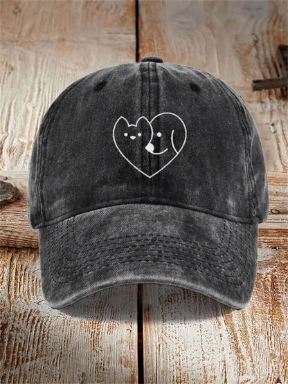 Comstylish Unisex Casual Pet Dog And Cat Print Washed Hat