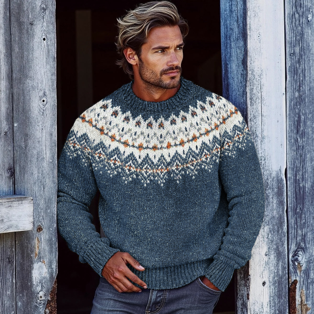 Men's Vintage Fairman Island Jacquard Sweater artswardrobe