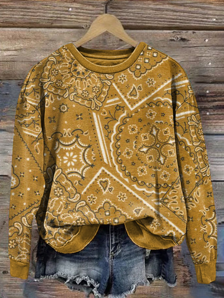 Comstylish Ethnic Print Vintage Sweatshirt