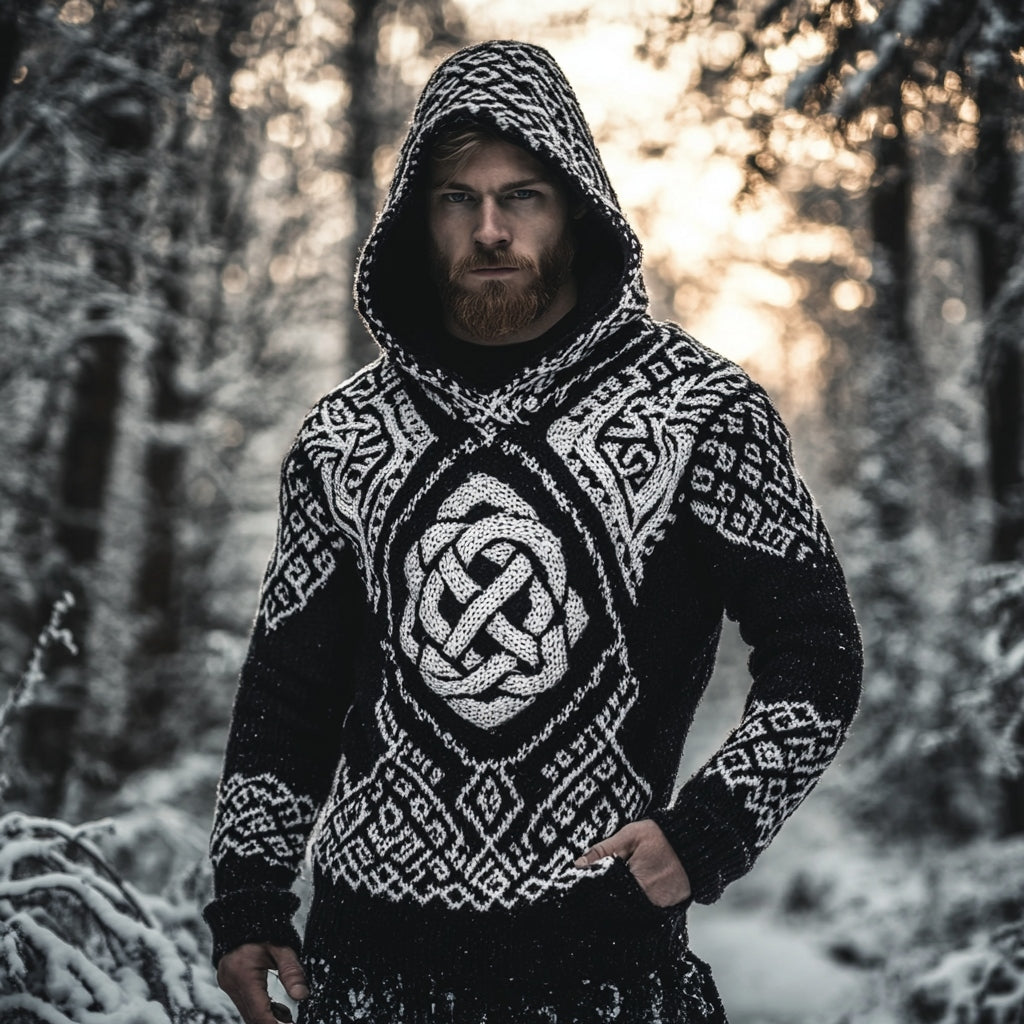 Men's Viking Celtic Trinity Knot Hooded Sweater elevenforest