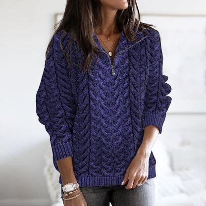 Women's Super Soft Honeycomb Half Zip Aran Sweater artswardrobe