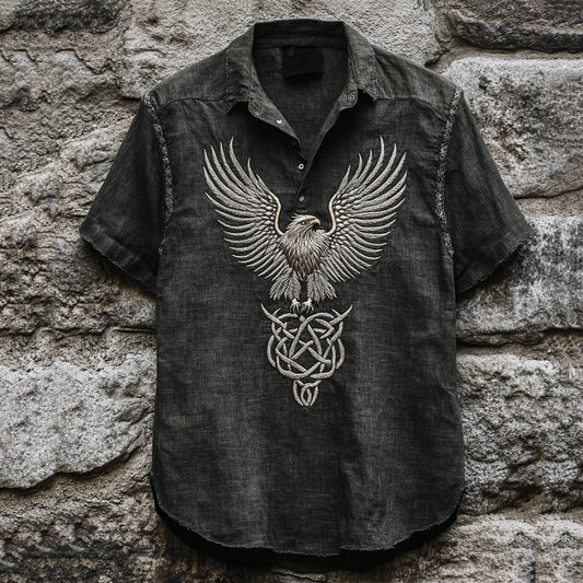 Men's Eagle Totem Celtic Knot Lapel Button Down Shirt artswardrobe