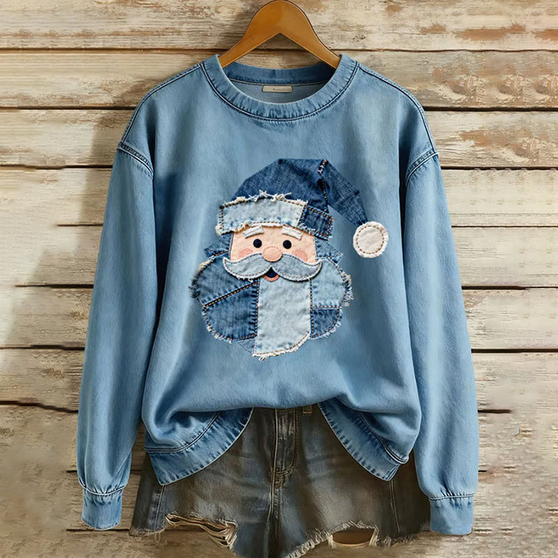 Comstylish Women's Vintage Christmas Santa Art Sweatshirt
