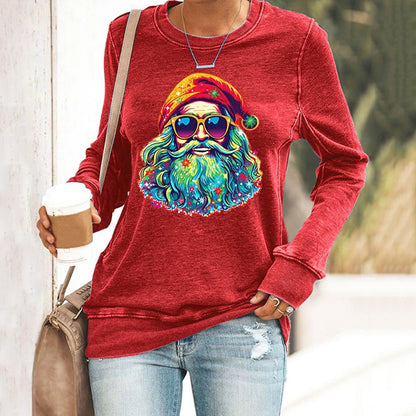 Comstylish Santa Claus Print Crew Neck Sweatshirt