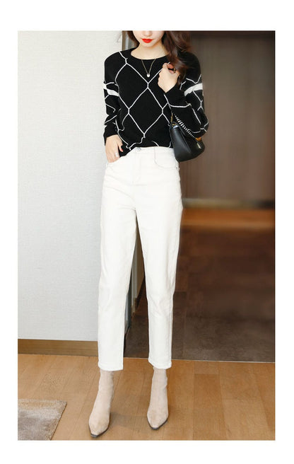 LP | Maglione con motivo a quadri a contrasto 2024