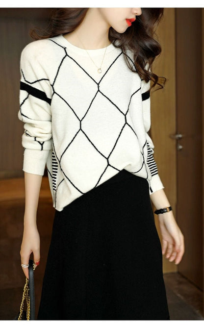 LP | Maglione con motivo a quadri a contrasto 2024