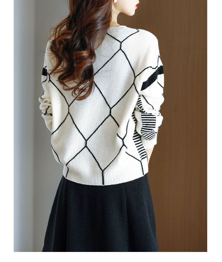 LP | Maglione con motivo a quadri a contrasto 2024