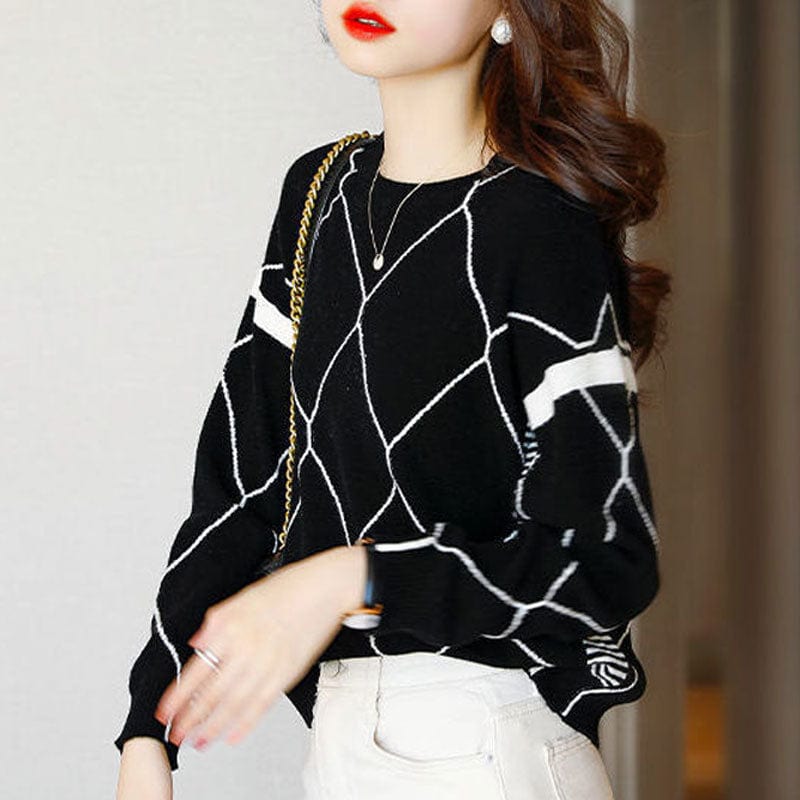 LP | Maglione con motivo a quadri a contrasto 2024