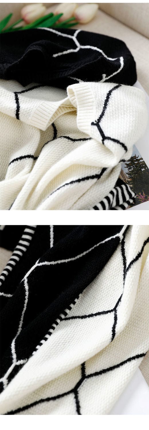 LP | Maglione con motivo a quadri a contrasto 2024