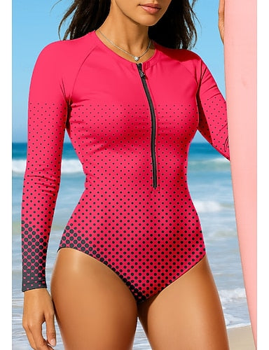 Regular Rash Guard Geometric Upf50+ Quick Dry Lightweight Long Sleeve Bodysuit Swim Shirt Surfing Canoeing Beach Summer