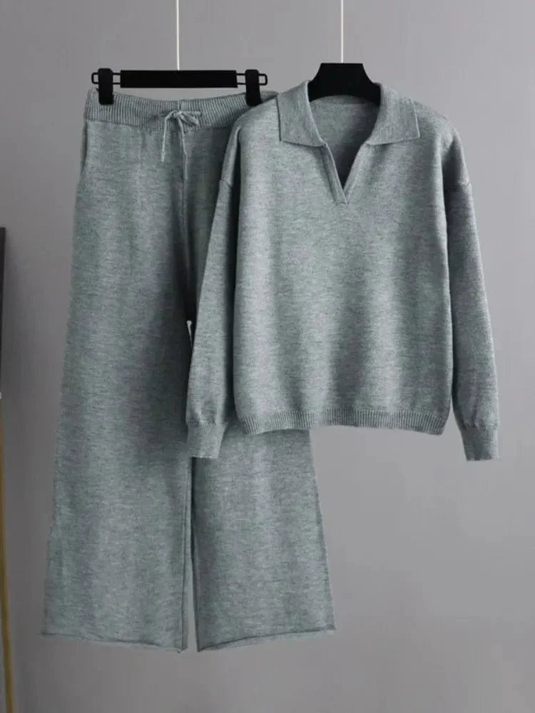 LP | Set di 2 pezzi da donna tuta da ginnastica oversize con colletto a polo e pantaloni