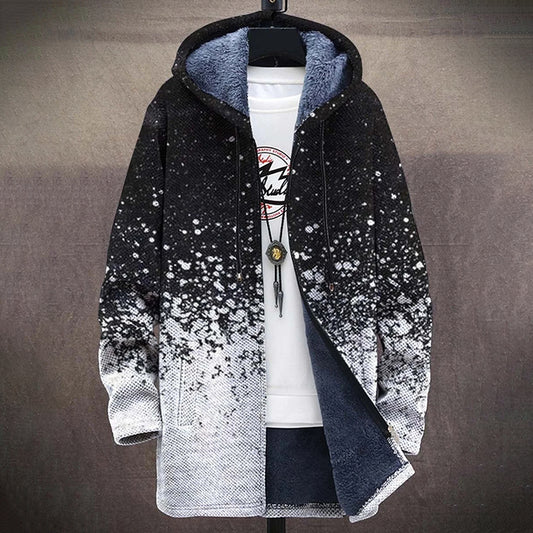 Men'S Art Print Plush Thick Loose Long Sleeve Jacket Cardigan elevenforest