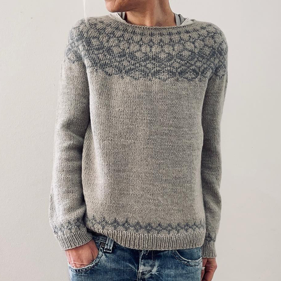 Geometric Print Long Sleeve Knitted Pullover Sweater elevenforest