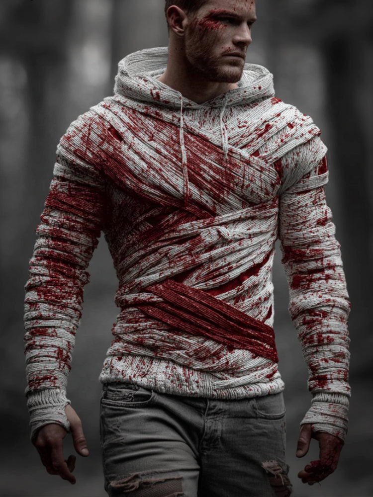 Men's Halloween Bandage Hooded Sweater artswardrobe