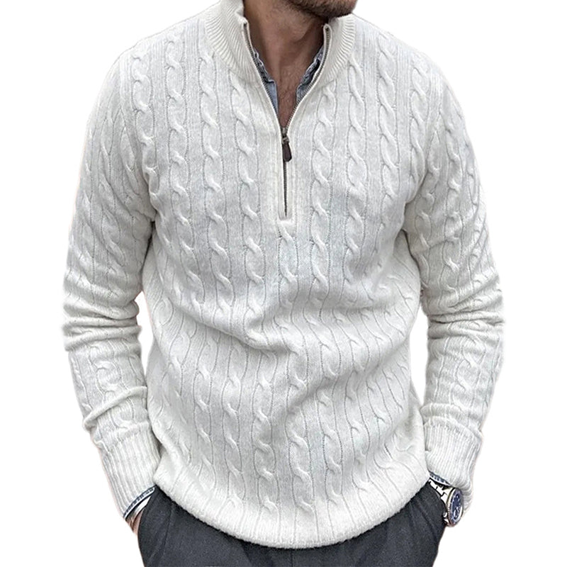 Men's Solid Color Knitted Zipper Sweater elevenforest