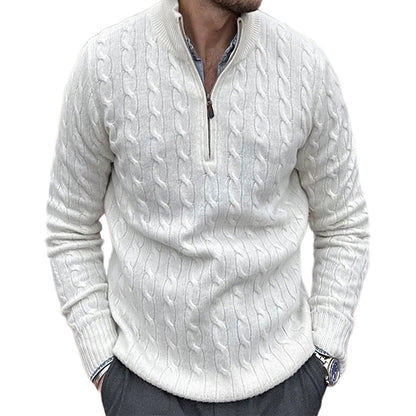 Men's Solid Color Knitted Zipper Sweater elevenforest