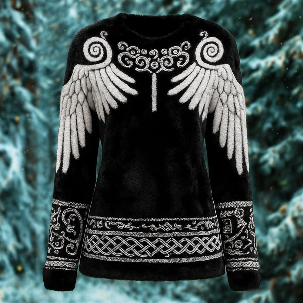 Comstylish Viking Celtic Wing Design Women's Flannel Sweater