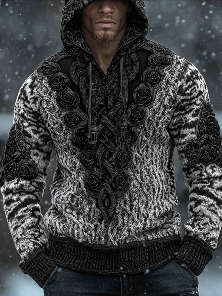Men's Dark Rose Vintage Hooded Sweatshirt elevenforest