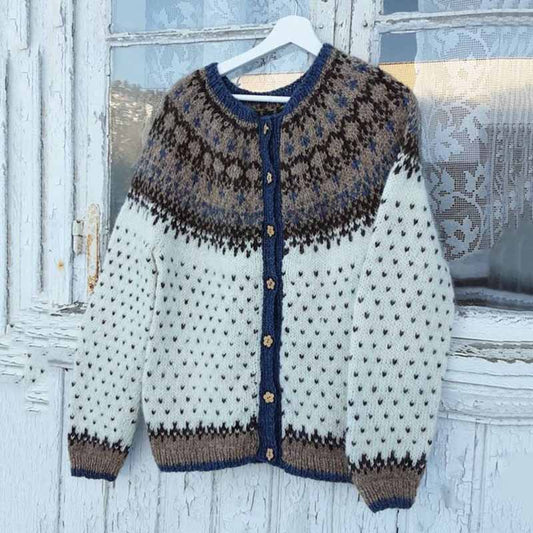 Vintage Icelandic Tribal Button Cozy Warm Sweater Cardigan elevenforest