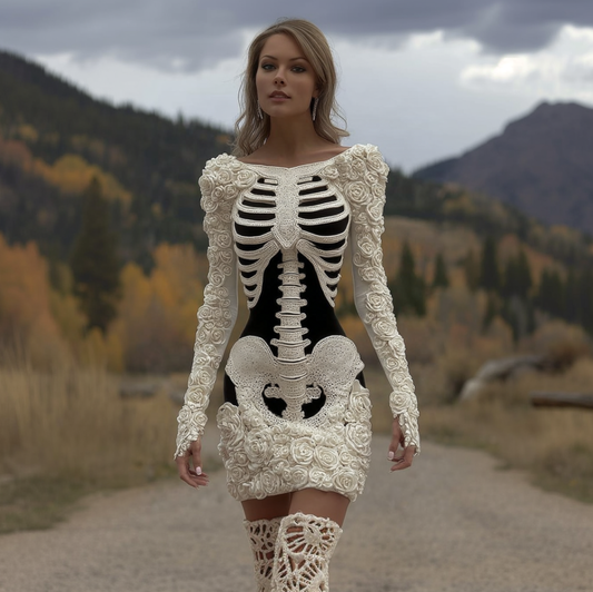 Halloween Human Anatomy Design Women's Knit Sweater Dress artswardrobe