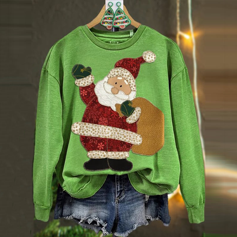 Comstylish Christmas Santa Claus Printed Round Neck Casual Sweatshirt