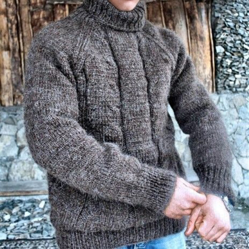 Men's Mottled Wool Knit Turtleneck Sweater elevenforest