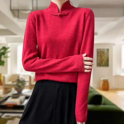 Casandra® | Elegant women's knitted sweater with stand-up collar