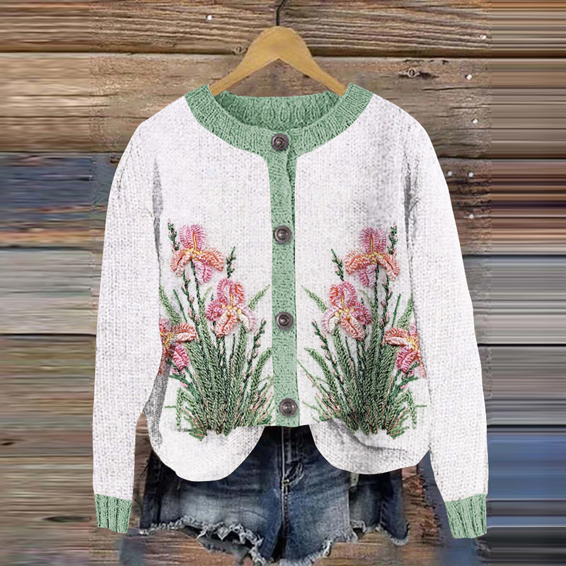 Comstylish Botanical Floral Women'S Sweater Cardigan