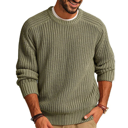 Men's Solid Color Long-sleeved Crew Neck Casual Sweater artswardrobe