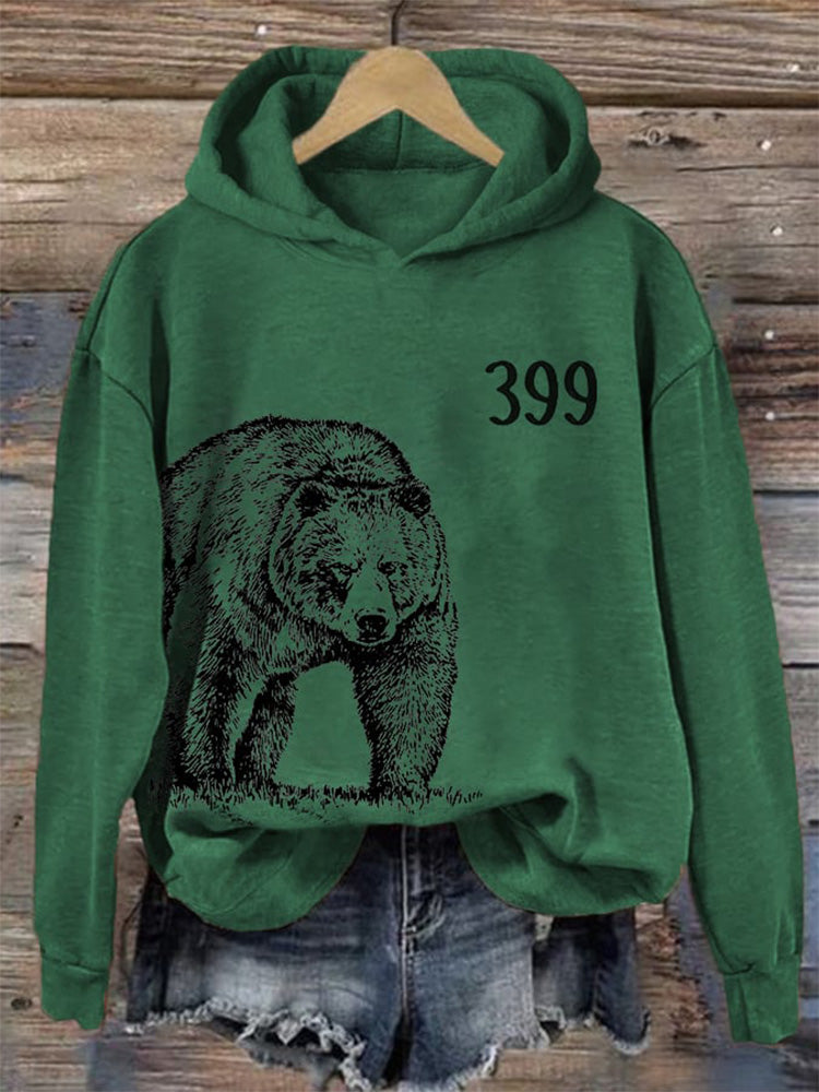 Comstylish Women's Retro Grizzly 399 Printed Hoodie